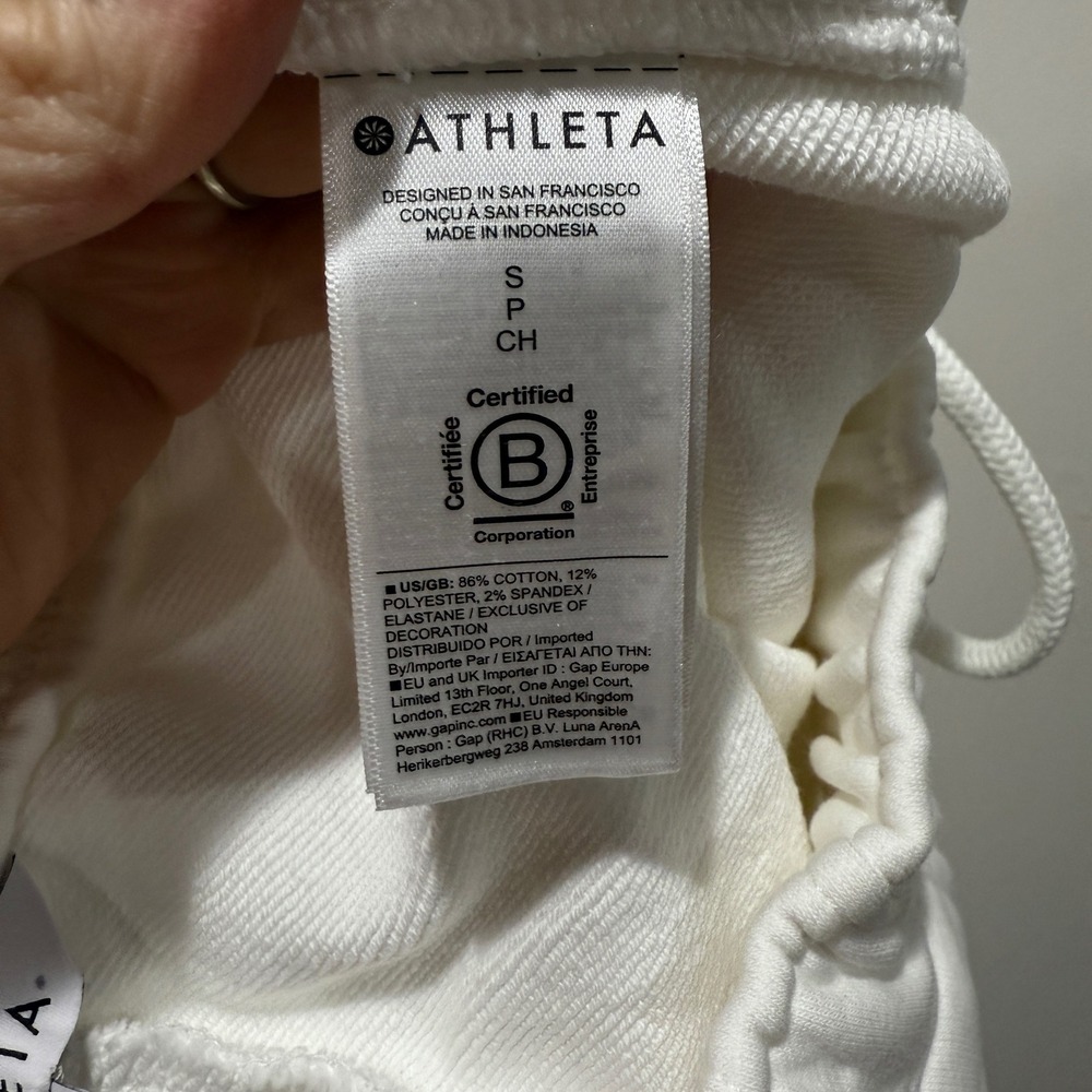 NWT Athleta Heavyweight Terry Cargo‎ Jogger Pants S Petite Ivory Off-white Cargo - Picture 7 of 11
